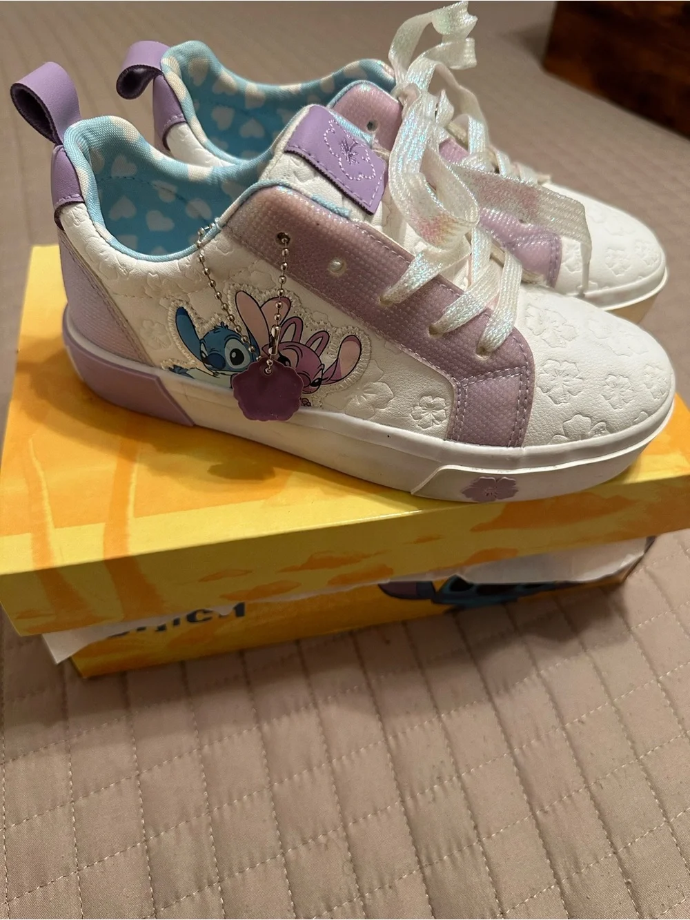 Disney Lilac and White Kids Stitch & Angel Low-Top Sneakers